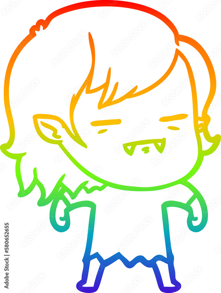 rainbow gradient line drawing cartoon undead vampire girl rainbow gradient line drawing cartoon undead vampire girl
