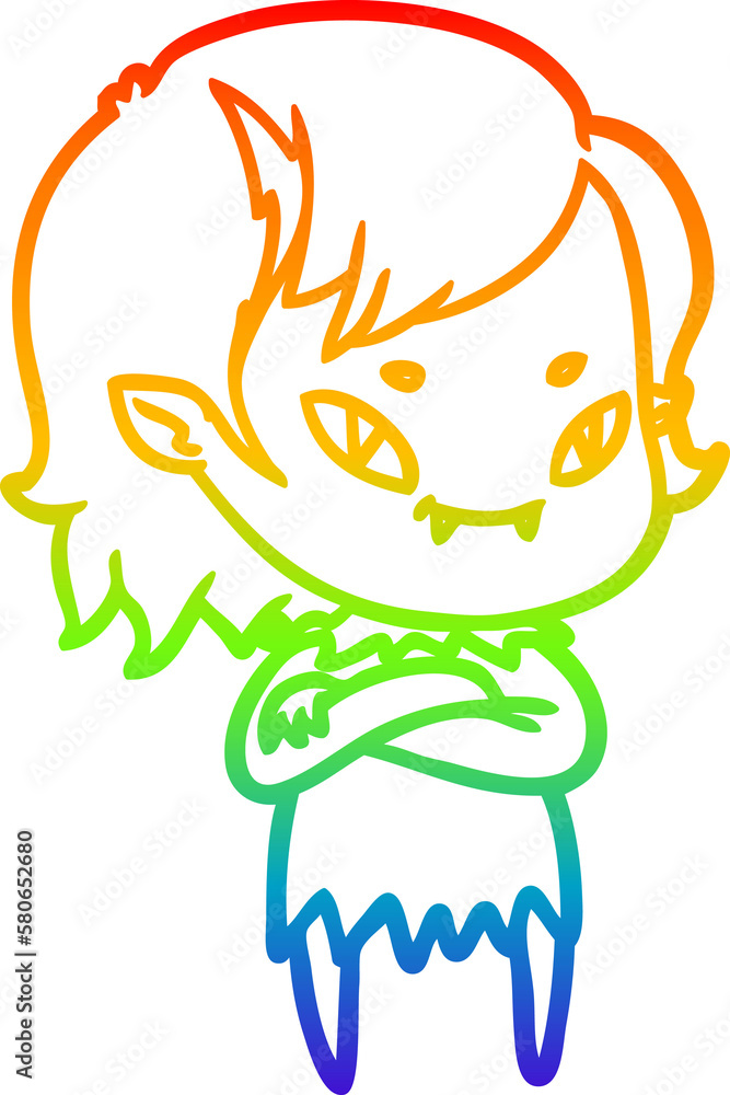 rainbow gradient line drawing cartoon friendly vampire girl rainbow gradient line drawing cartoon friendly vampire girl