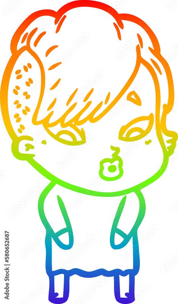 rainbow gradient line drawing cartoon surprised girl rainbow gradient line drawing cartoon surprised girl
