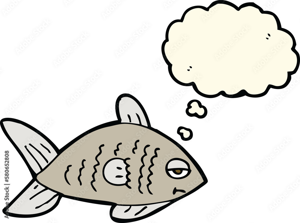 cartoon funny fish with thought bubble cartoon funny fish with thought bubble