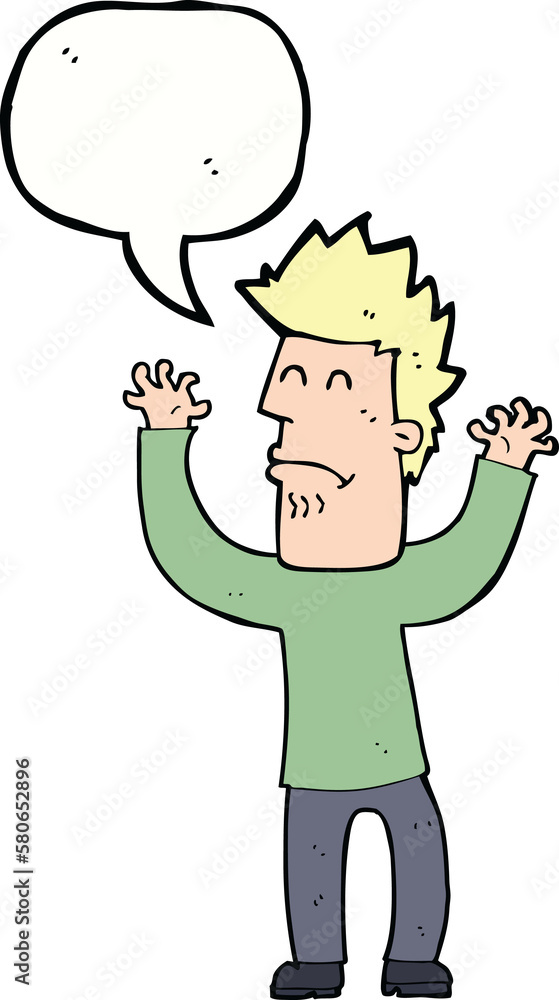 cartoon stresssed man with speech bubble