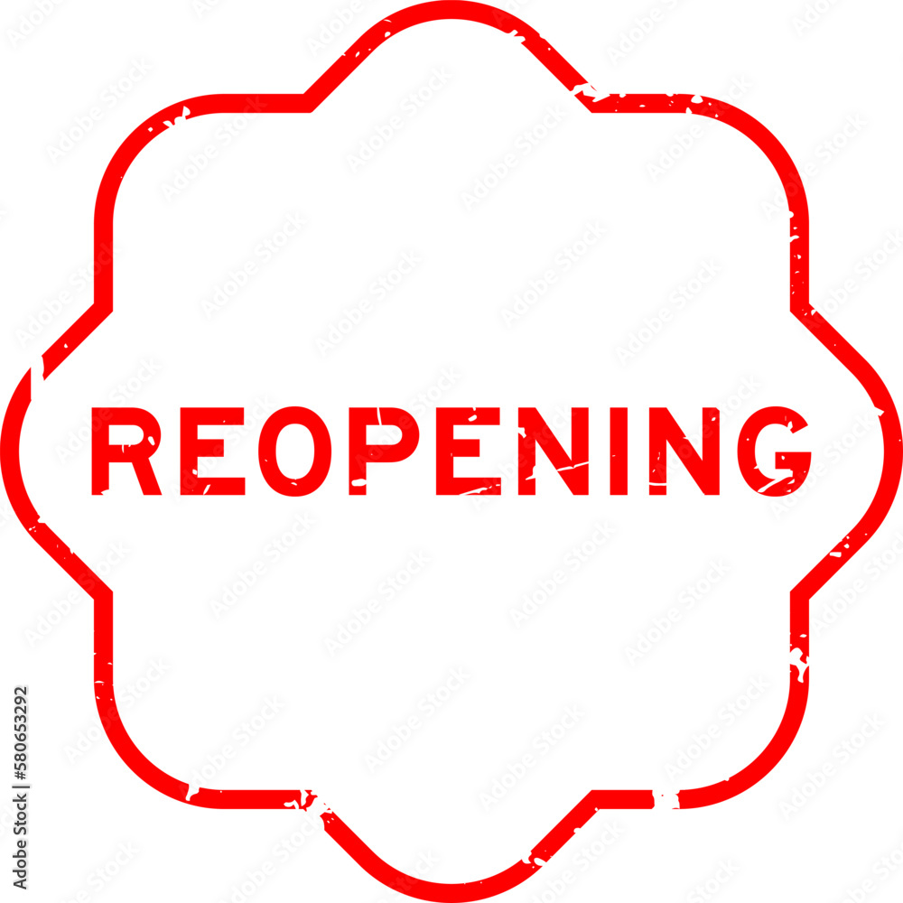 Fototapeta premium Grunge red reopening word rubber seal stamp on white background