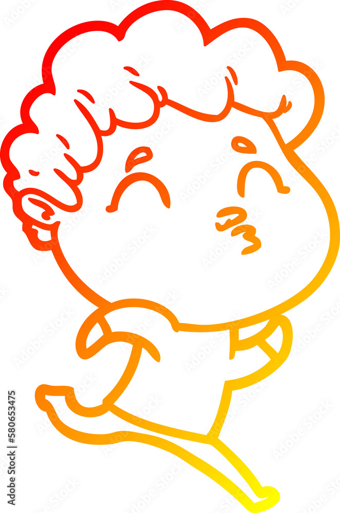 Fototapeta premium warm gradient line drawing cartoon man pouting
