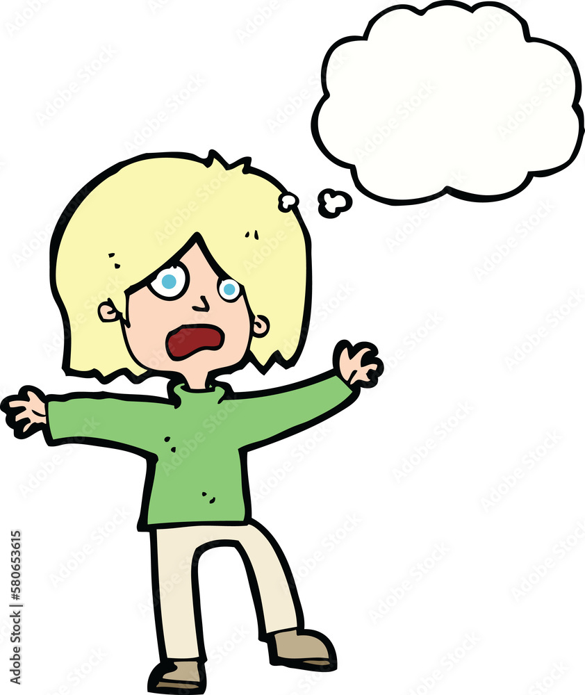 cartoon scared person with thought bubble cartoon scared person with thought bubble