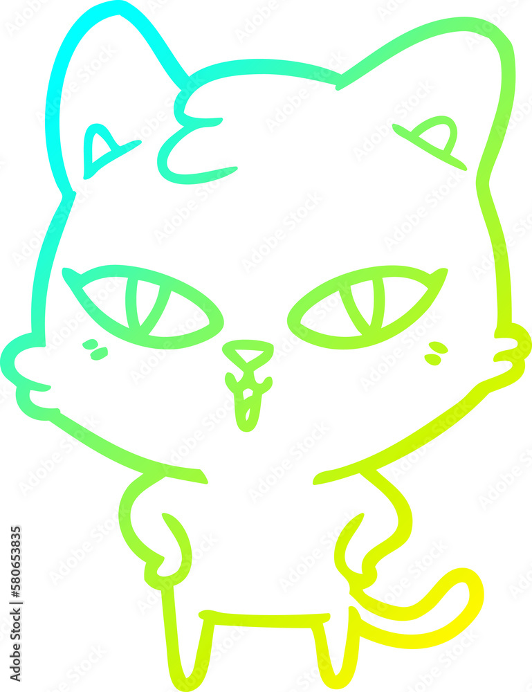 cold gradient line drawing cartoon cat cold gradient line drawing cartoon cat