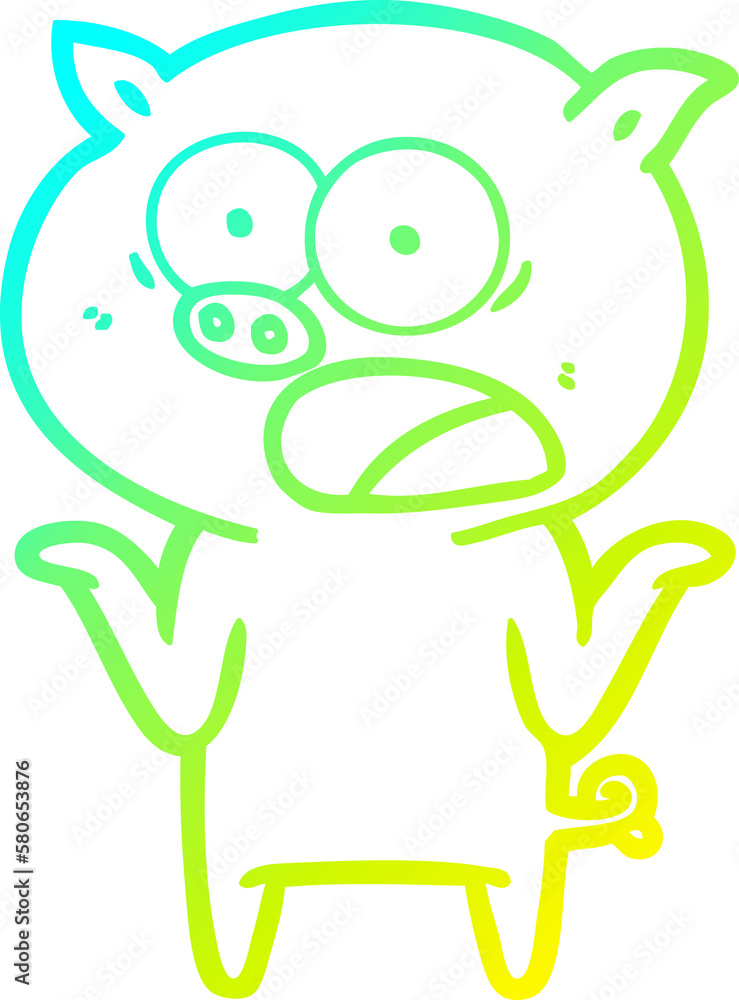cold gradient line drawing cartoon pig shouting cold gradient line drawing cartoon pig shouting