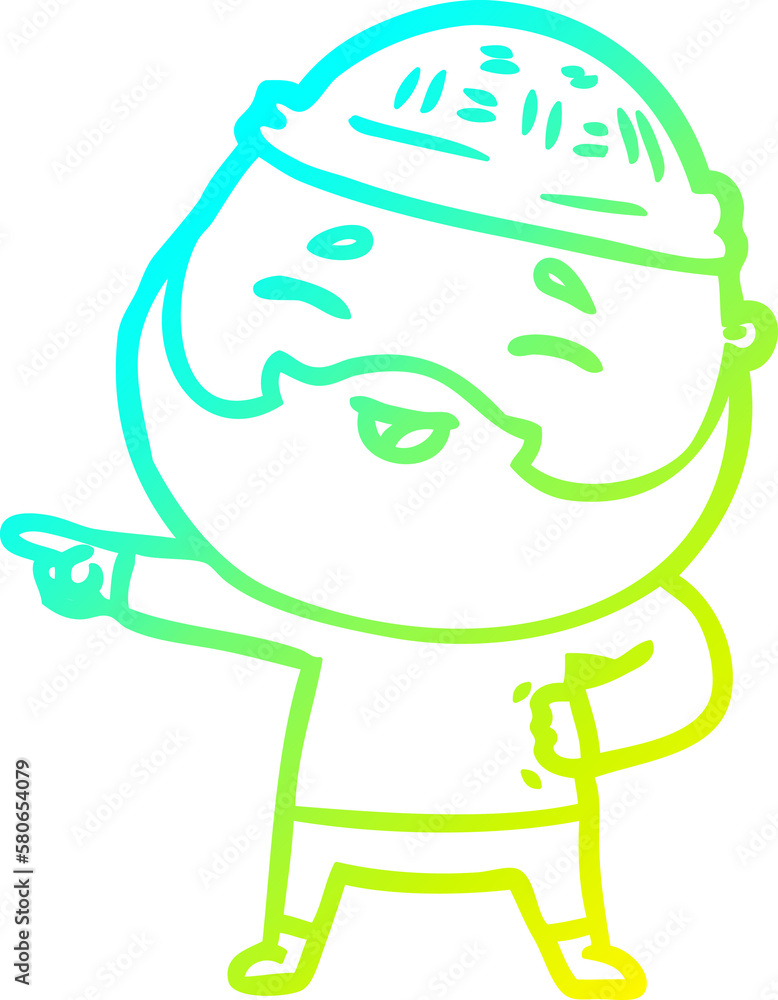 cold gradient line drawing cartoon happy bearded man cold gradient line drawing cartoon happy bearded man