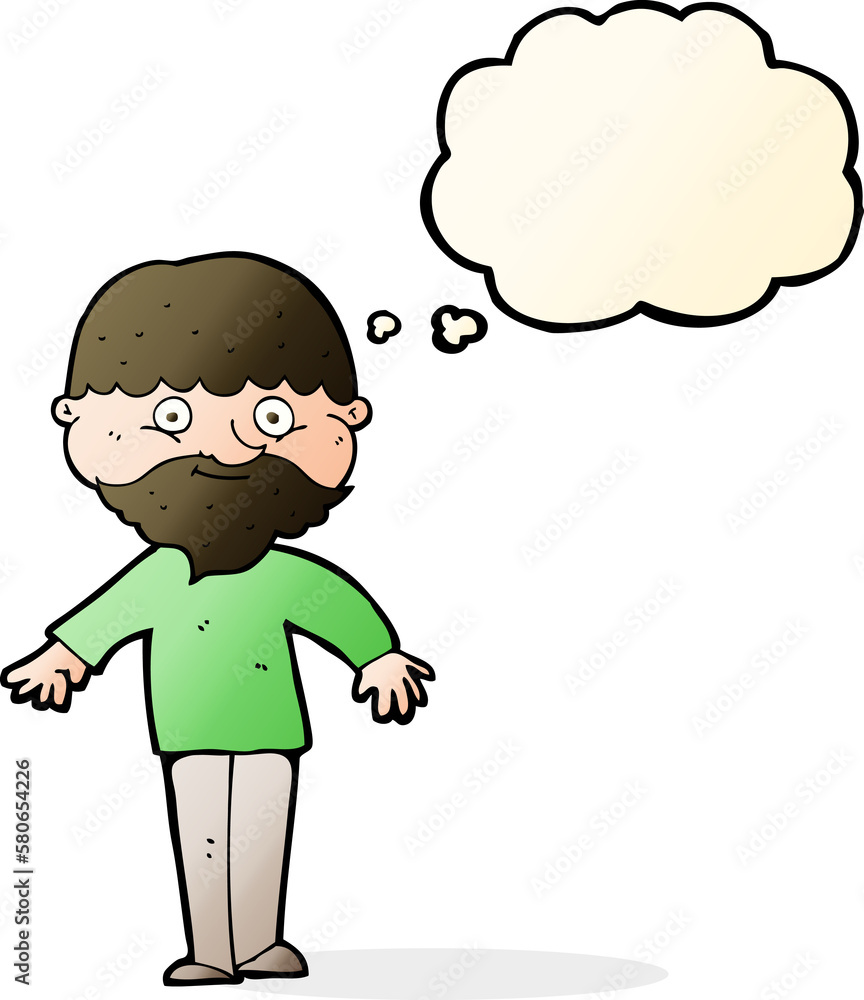cartoon happy man with thought bubble cartoon happy man with thought bubble