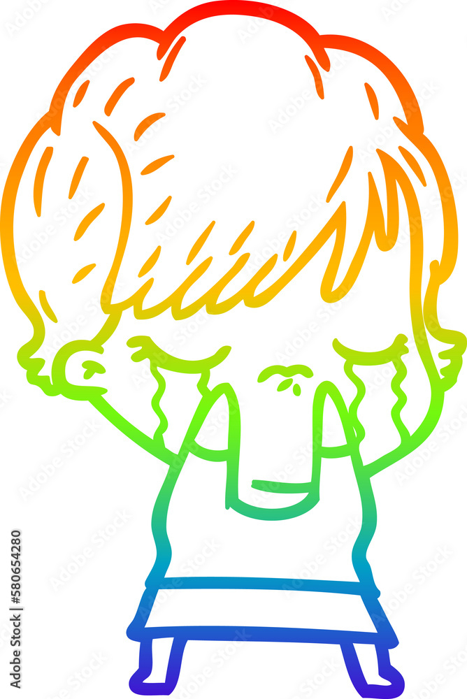 rainbow gradient line drawing cartoon woman crying rainbow gradient line drawing cartoon woman crying