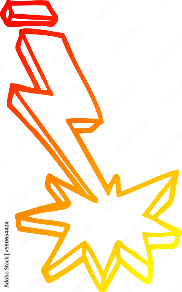 Fototapeta premium warm gradient line drawing cartoon thunder bolt