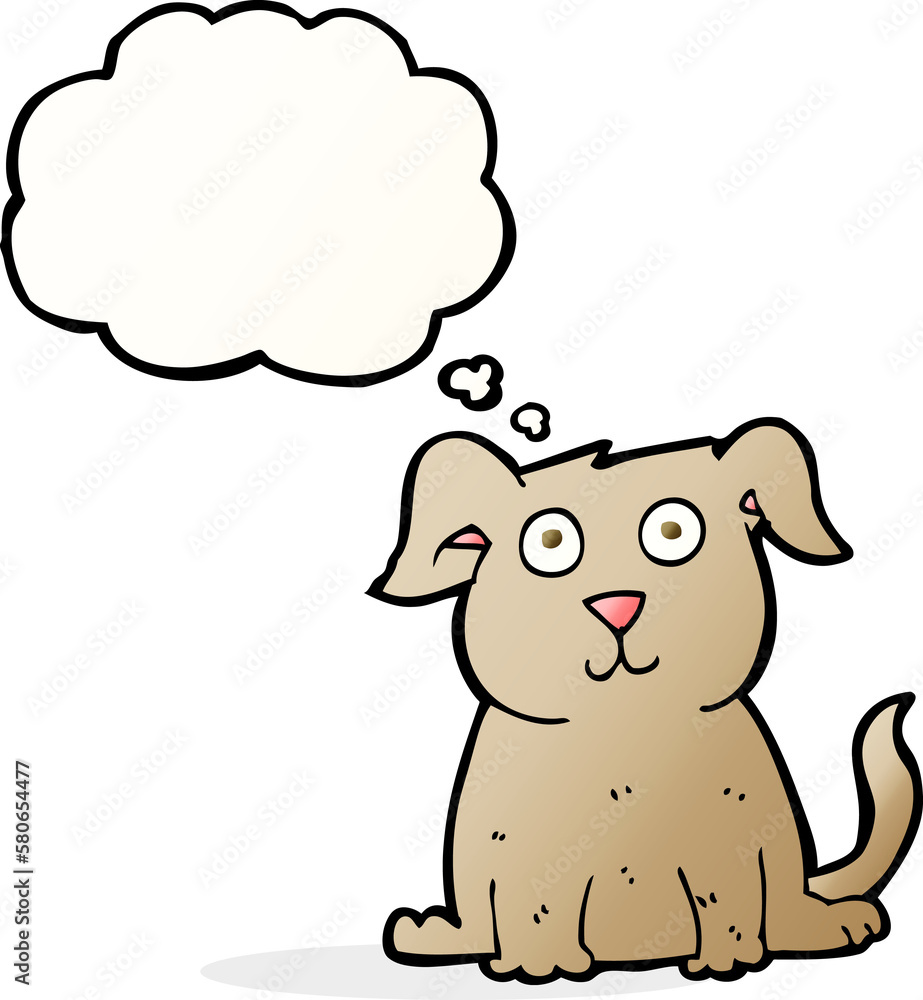 cartoon happy dog with thought bubble cartoon happy dog with thought bubble