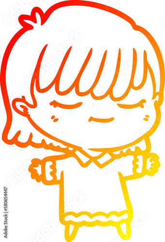 warm gradient line drawing cartoon woman