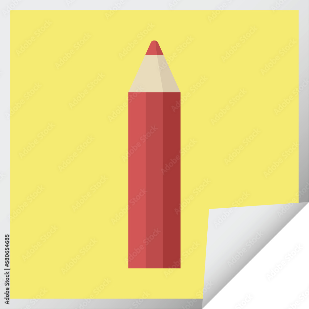 red coloring pencil graphic square sticker red coloring pencil graphic square sticker
