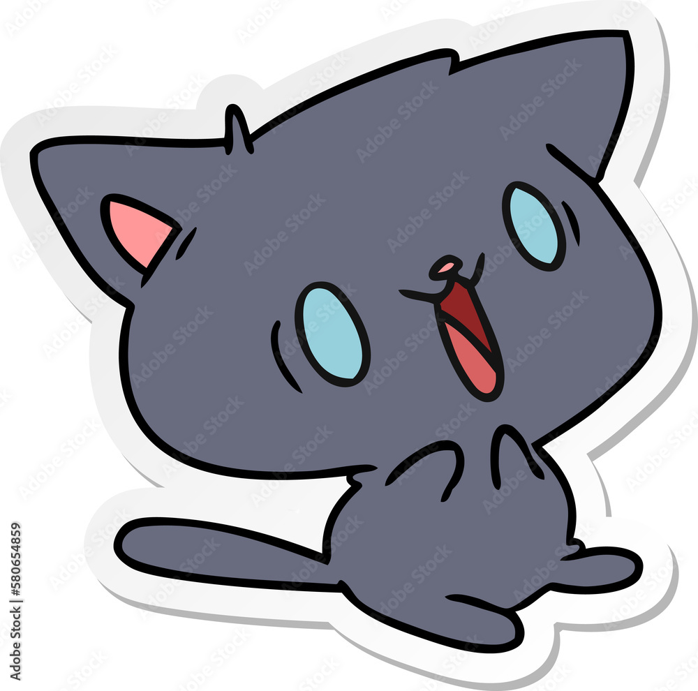 sticker cartoon of cute kawaii cat