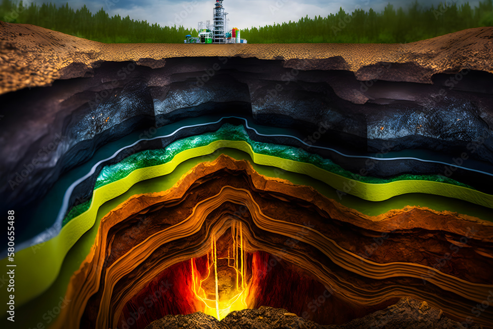 Schematic abstract cut geological structure of earth layers with ...