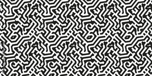 Wallpaper with seamless texture black and white labyrinth