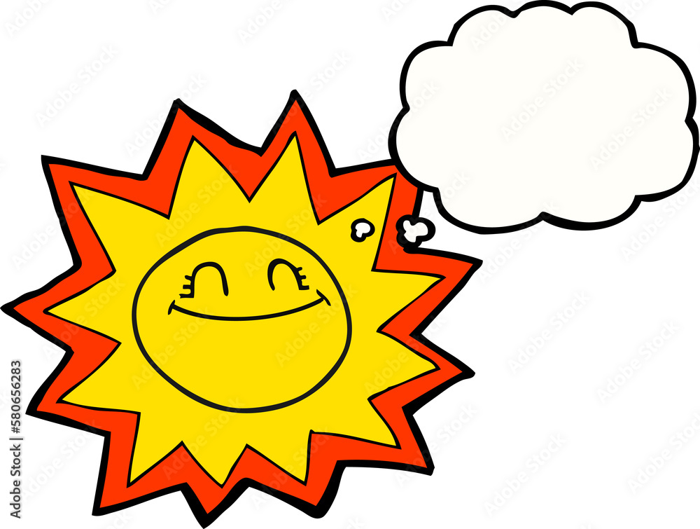 happy thought bubble cartoon sun
