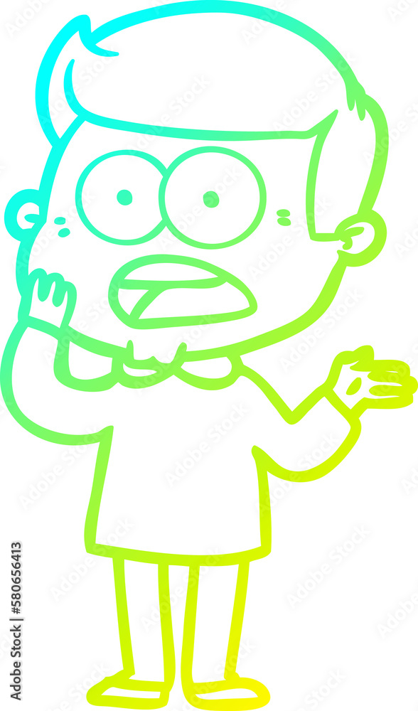 cold gradient line drawing cartoon shocked man cold gradient line drawing cartoon shocked man