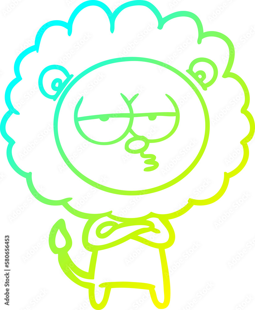 cold gradient line drawing cartoon bored lion cold gradient line drawing cartoon bored lion