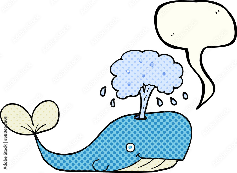 comic book speech bubble cartoon whale spouting water comic book speech bubble cartoon whale spouting water