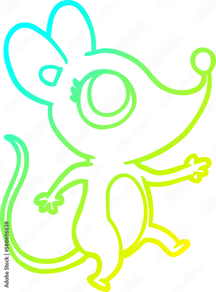 Fototapeta premium cold gradient line drawing cute mouse