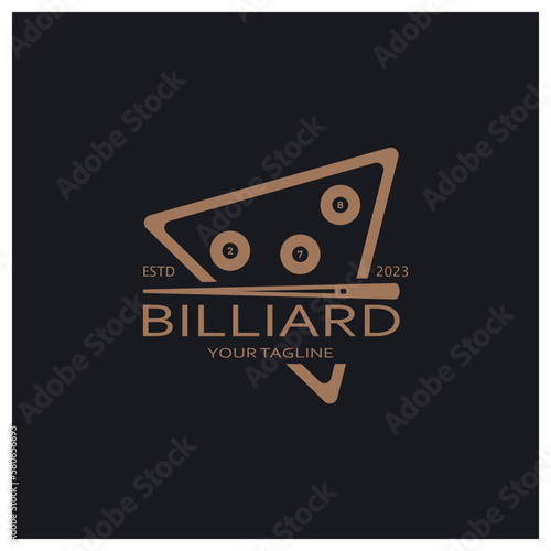 simple billiards logo template illustration with billiard balls and sticks,design for billiards booth,billiards business,bills competition,mobile billiards game,app,badge,billiards sport,vector