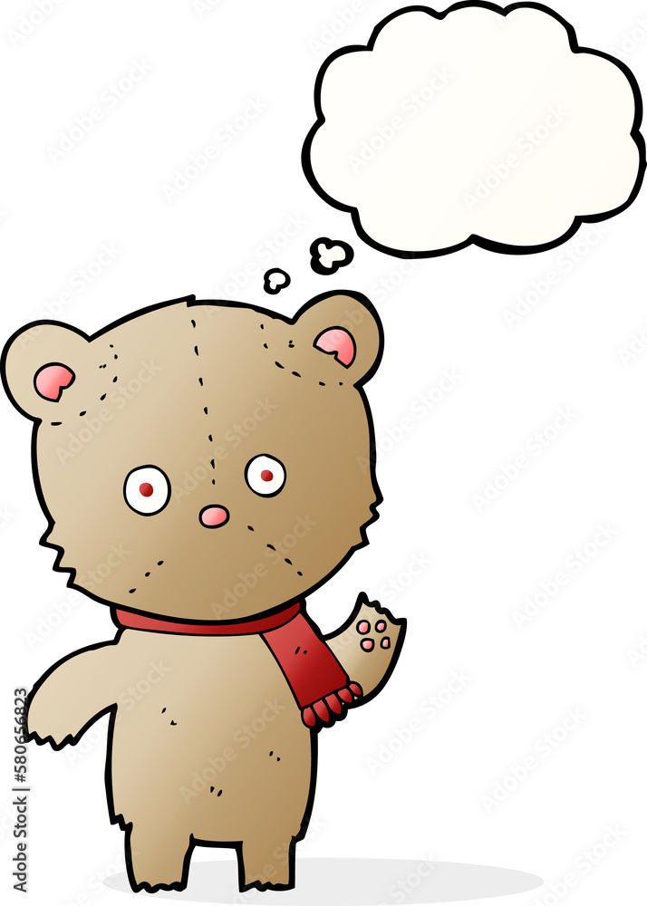 cartoon waving teddy bear with thought bubble cartoon waving teddy bear with thought bubble