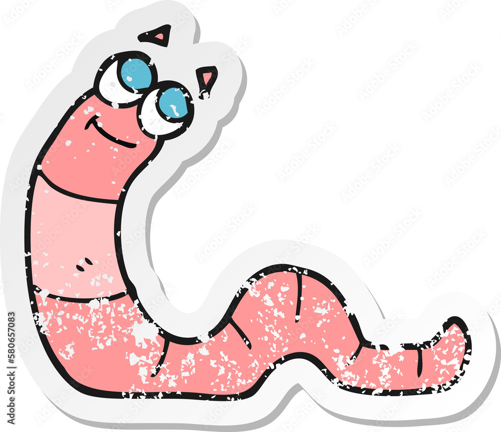 Fototapeta premium retro distressed sticker of a cartoon worm