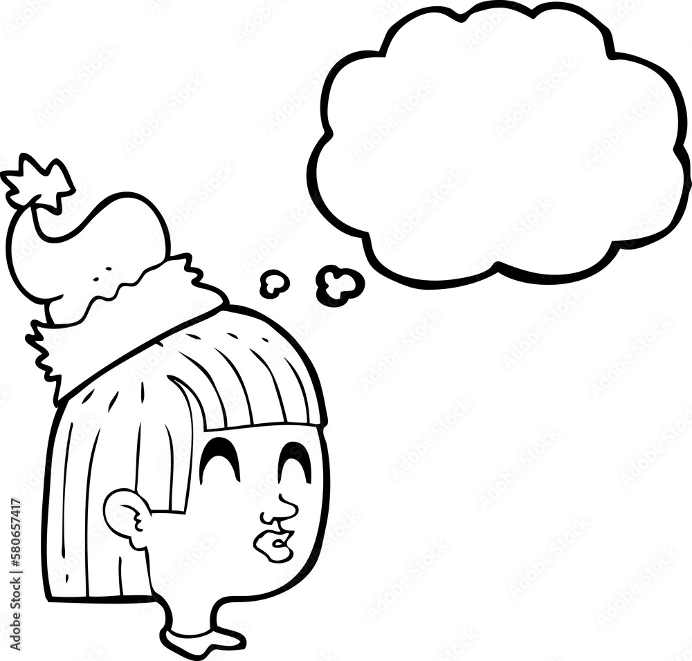 thought bubble cartoon girl wearing santa hat thought bubble cartoon girl wearing santa hat