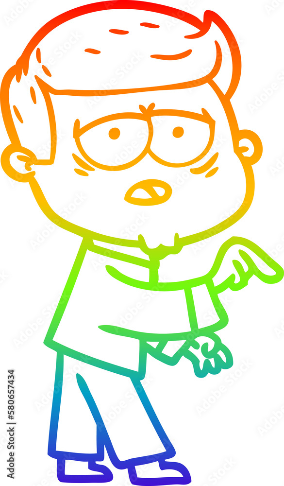 rainbow gradient line drawing cartoon tired man rainbow gradient line drawing cartoon tired man