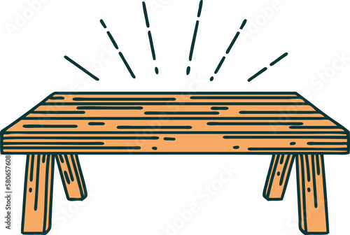 traditional tattoo style wood table