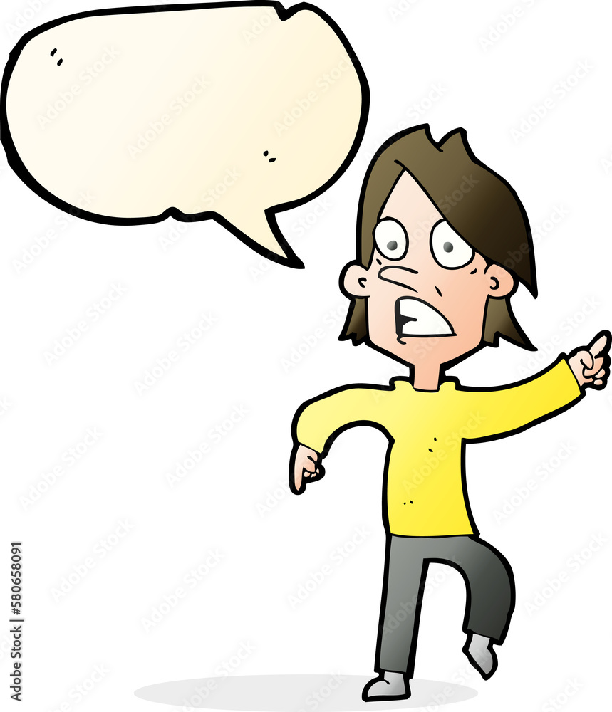 cartoon worried man pointing with speech bubble cartoon worried man pointing with speech bubble