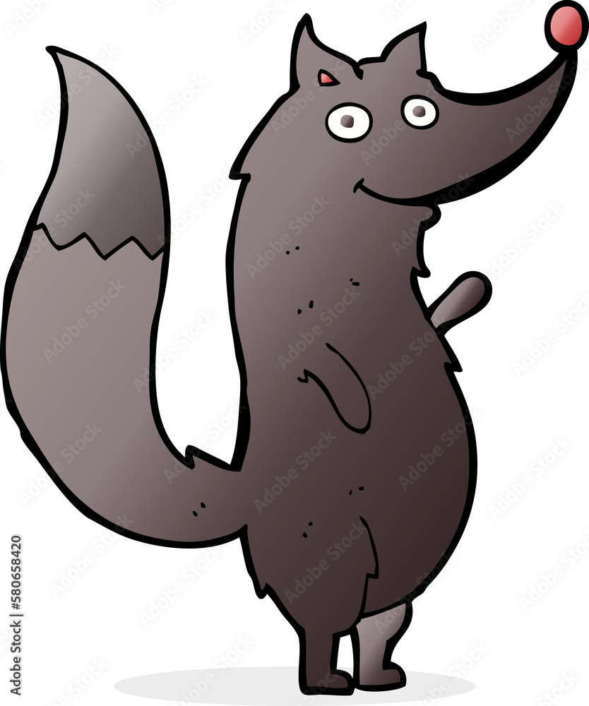 cartoon waving wolf cartoon waving wolf