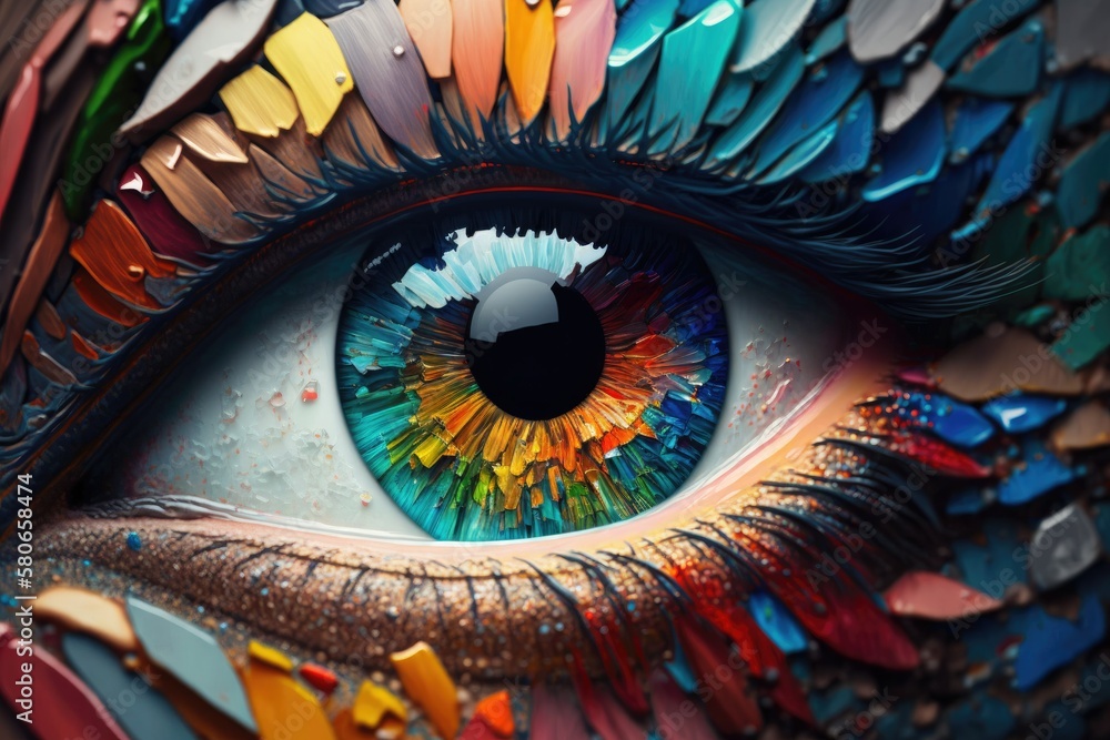 Beautiful colorful eye. Generative AI