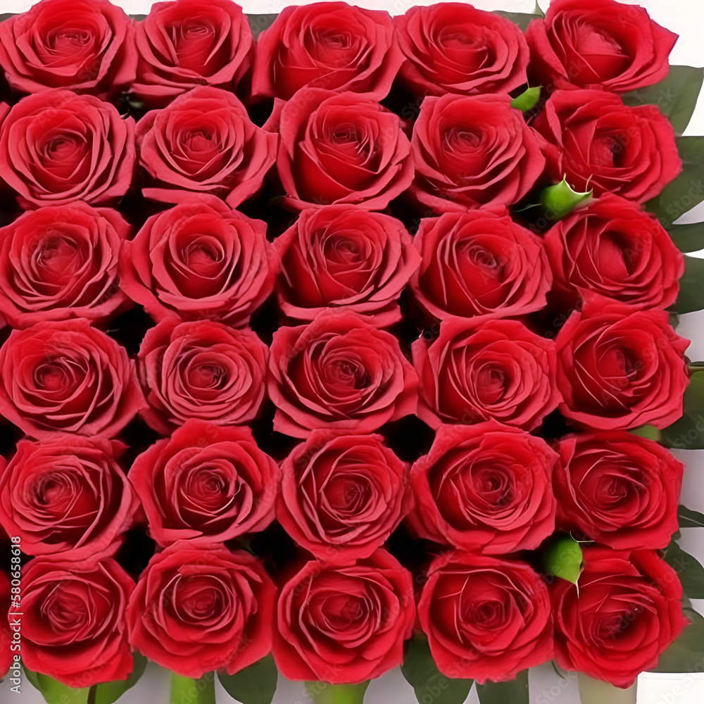 bouquet of roses - red roses love - Red flowers - Generative AI bouquet of roses - red roses love - Red flowers - Generative AI