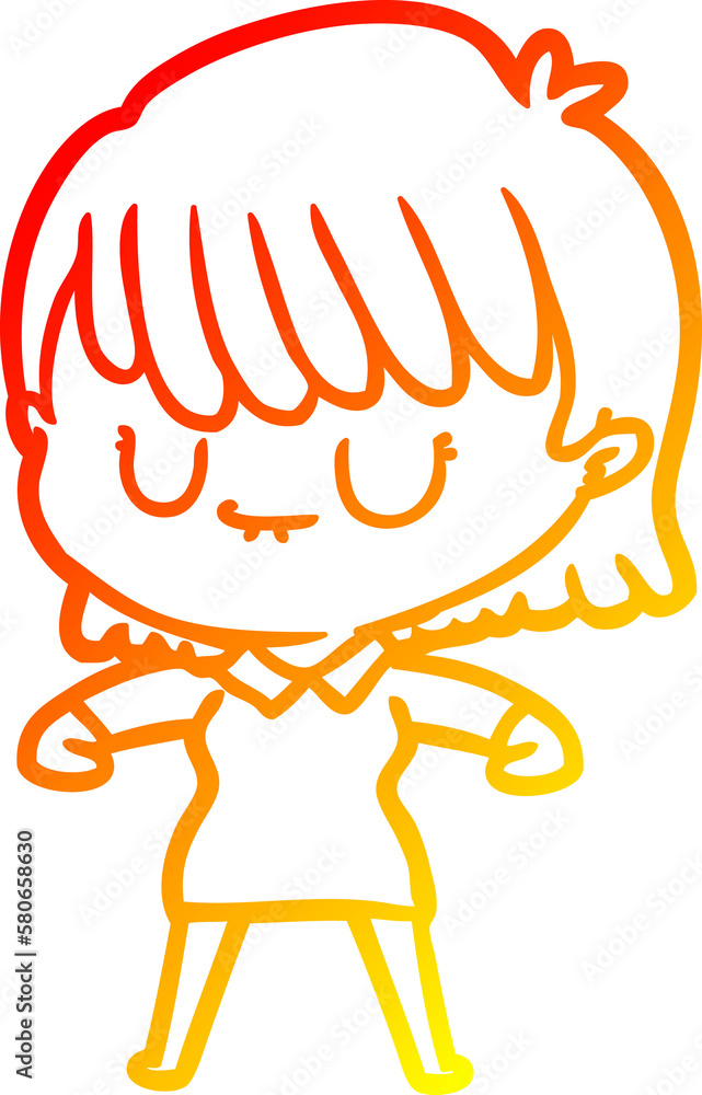 warm gradient line drawing cartoon woman warm gradient line drawing cartoon woman