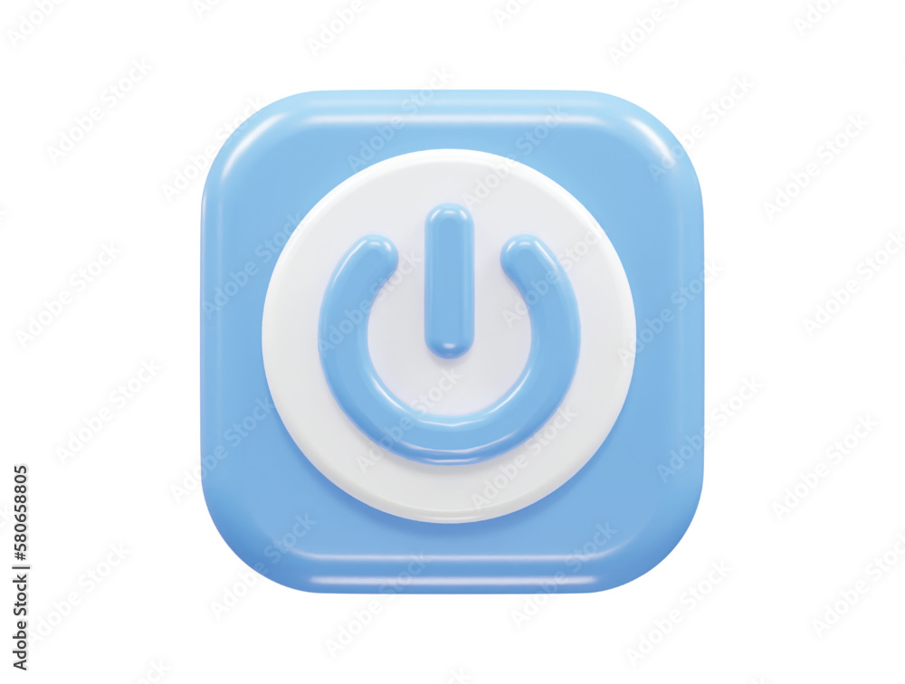 Power button icon vector 3d render Power button icon vector 3d render