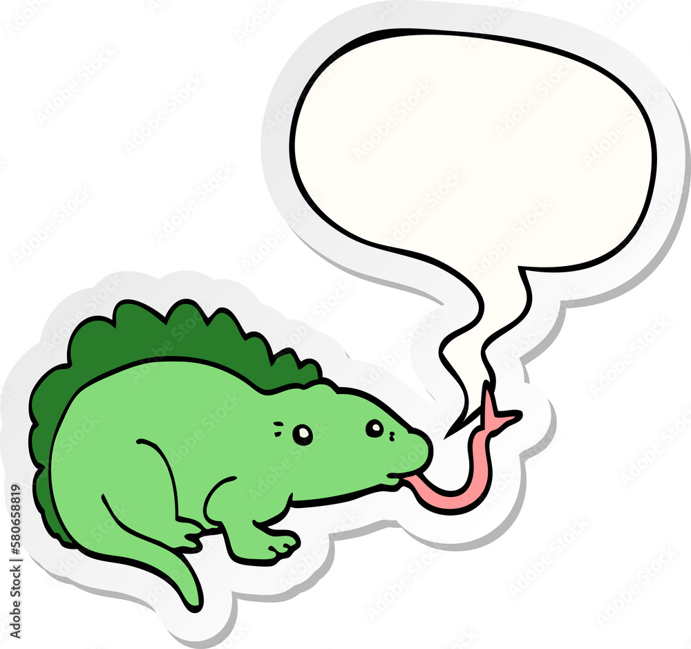 cartoon lizard and speech bubble sticker cartoon lizard and speech bubble sticker