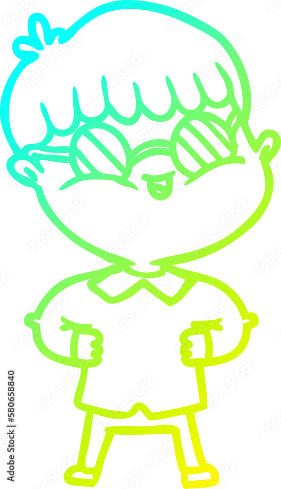 cold gradient line drawing cartoon boy wearing spectacles cold gradient line drawing cartoon boy wearing spectacles