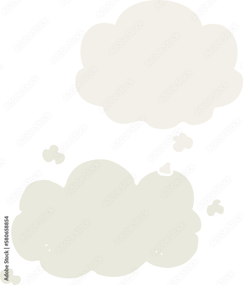 cartoon cloud and thought bubble in retro style