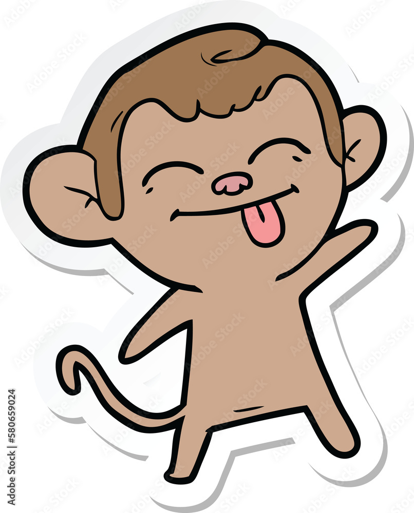 sticker of a funny cartoon monkey sticker of a funny cartoon monkey