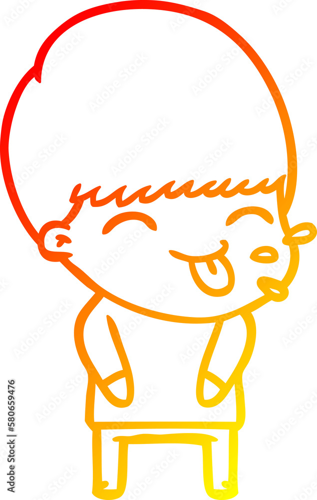 warm gradient line drawing cartoon boy sticking out tongue warm gradient line drawing cartoon boy sticking out tongue