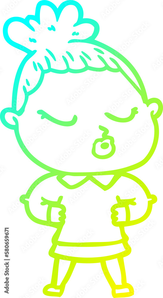 cold gradient line drawing cartoon calm woman cold gradient line drawing cartoon calm woman