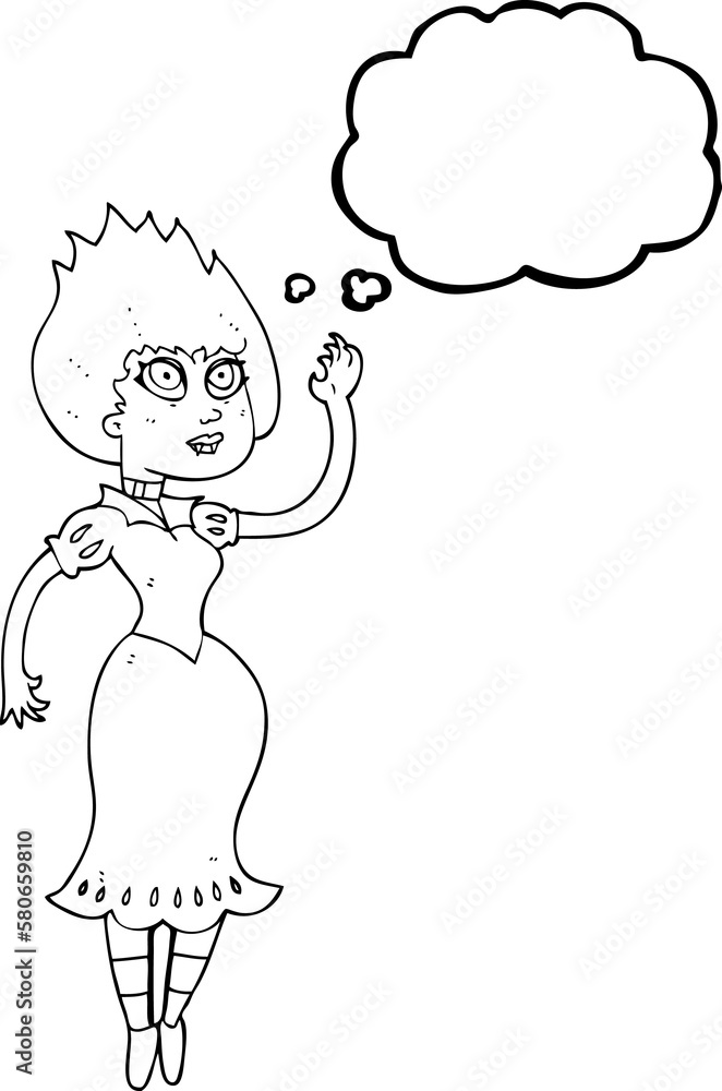 thought bubble cartoon vampire girl waving thought bubble cartoon vampire girl waving