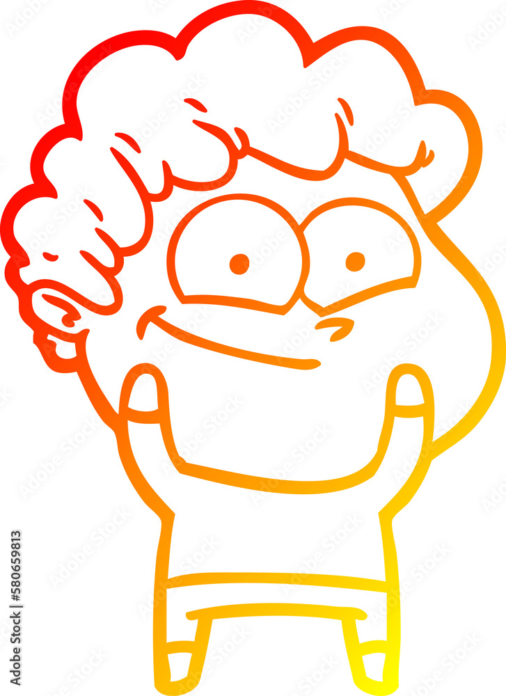 warm gradient line drawing cartoon happy man warm gradient line drawing cartoon happy man