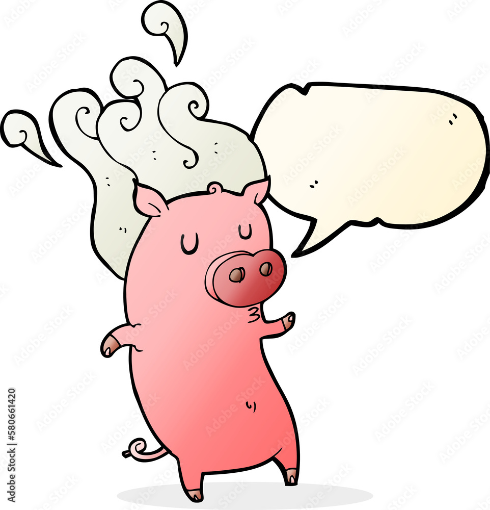 Fototapeta premium smelly cartoon pig with speech bubble