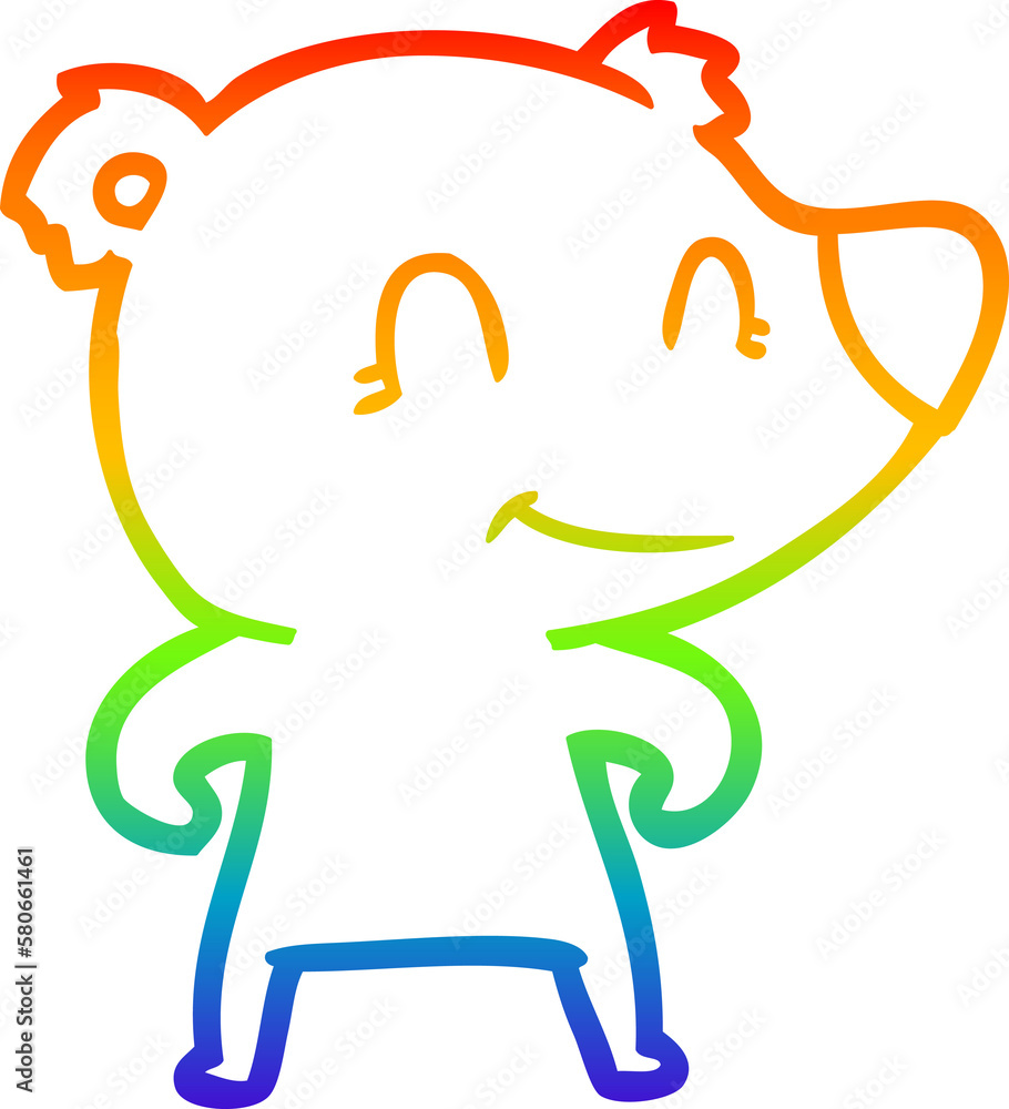 rainbow gradient line drawing smiling bear cartoon rainbow gradient line drawing smiling bear cartoon