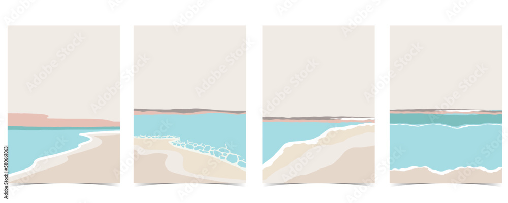 Beach background with sun,sea and sky in the daytime with pastel color