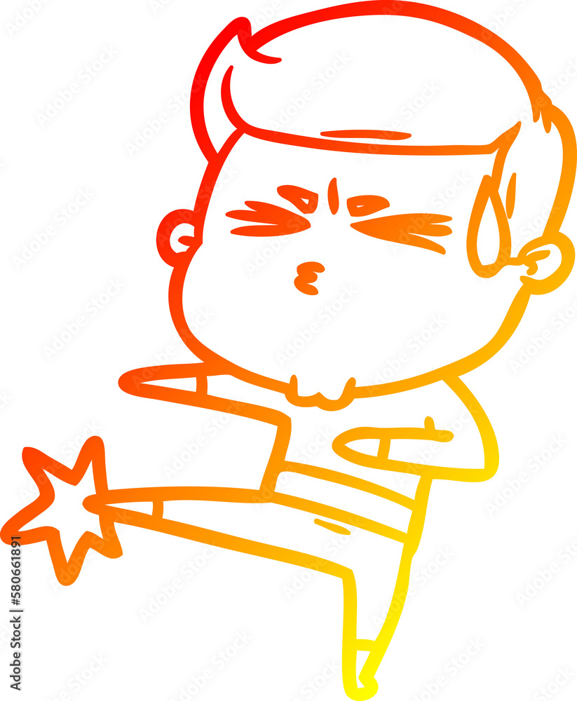 warm gradient line drawing cartoon man sweating warm gradient line drawing cartoon man sweating