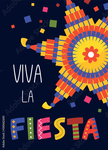 Fiesta poster amusing advertising vivid carnival entertainment announce vector flat illustration